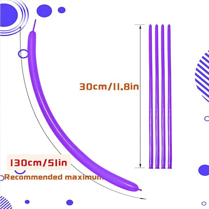 Purple 260 Long Skinny Twisting Animal Balloons, Rainbow Balloons - Image 3