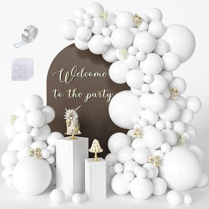 White Balloons 125 pcs Different Sizes Pack of 18 12 10 5 Inch Latex White by Searchbyoccasioncolorsize