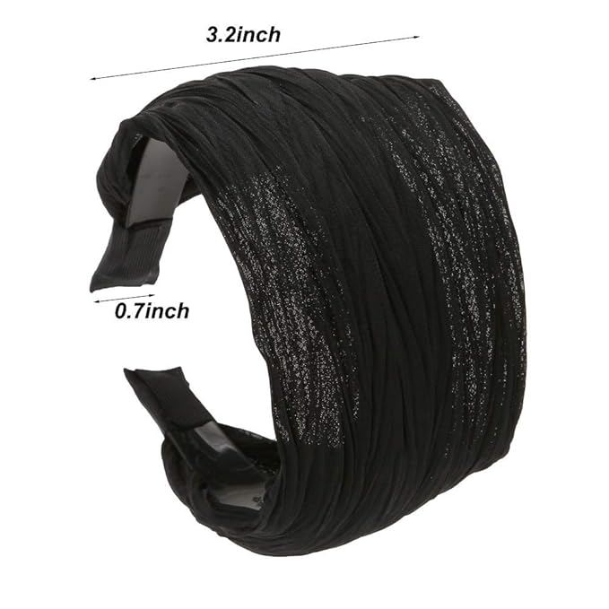 LONEEDY 5 Pack Wide Hard Headband with Teeth for Women, Girls’s Hair Band Pleated Cloth Fabric Hair Hoop Accessories (Mixed colors A)