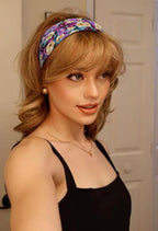TERSE Headbands for Women Trendy Floral Print - Non Slip Summer Head Bands Soft Fabric Hair Bands for Workout Yoga Running Sport