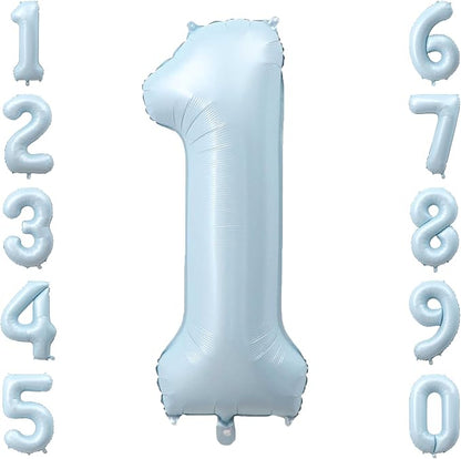 Baby Blue Number 1 Balloon 40 Inch, Foil Sky Pastel Numeral Party Supplies | by Unknown