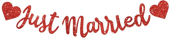 BEISHIDA Red Just Married Banner by Beishida