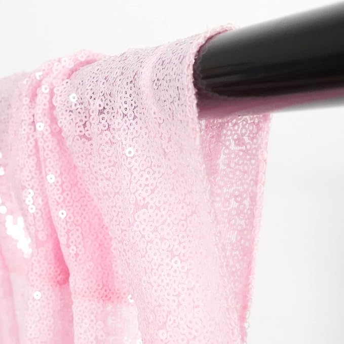 Poise3EHome Pink Sequin Backdrop Curtains, 4 Panels 2FTx8FT Glitter Background - Image 4