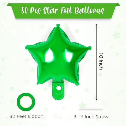 50 Pcs Star Balloons, 10 Inch Green Star Foil Balloons, Stars Shaped Balloon - Image 2