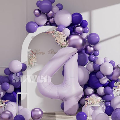 SUWEN 40 Inch Light Purple Lavender Big 4 Balloon Number Foil Helium 0-9 | 4th - Image 4
