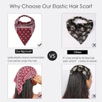 6 Pack Hair Scarf Headband for Women Elastic Bandana Head Scarf Large Boho Triangle Kerchief with Clips Non Slip Scarves
