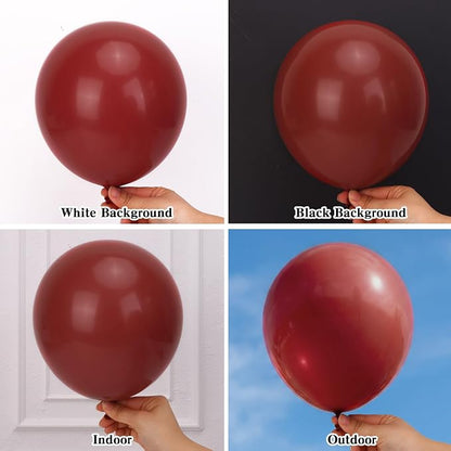 RUBFAC 135pcs Ruby Red Balloons, Cherry Dark Red Burgundy Latex Balloon - Image 4
