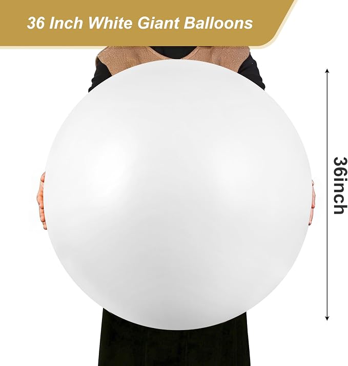 RUBFAC White Giant Balloons 6Pack 36 Inch Jumbo Large Latex Balloons - Image 2