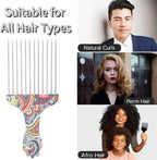 Professional Hair Styling Pick Comb - Stainless Steel, for Afro Hair, Suitable for Women and Men (Waist flower K4)