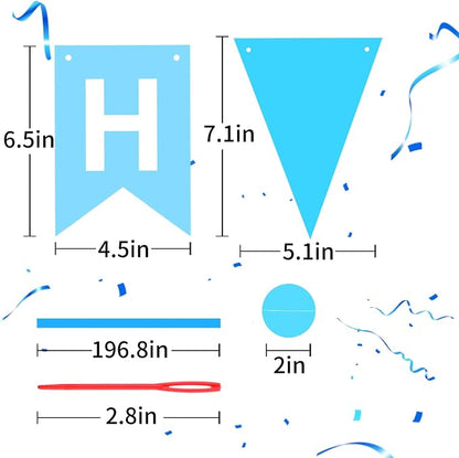 Sky Blue Happy Birthday Banner, Happy Birthday Decorations Hanging Birthday - Image 5
