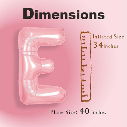 SUWEN 40 Inch Pink Large E Letter Balloons Big Foil Helium A-Z | Jumbo Mylar - Image 2