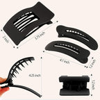 Velscrun Flat Hair Clips for Women Girls, 2 Styles 8 Pcs Lay Flat Claw Clips, Strong Hold French Duck Billed Large Side Hair Jaw Clip for All Hair Types, Fashion Trendy Hair Accessories Black