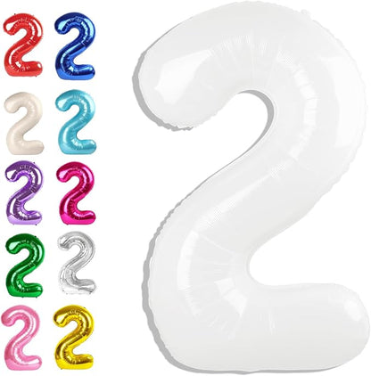 Big 40 Inch White 2 Number Balloon Birthday Decoration, Boy Girl Baby by Upgesy
