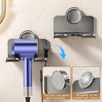 DBlosp Universal Hair Dryer Holder, Metal Suction Hair Tool Organizer Blow Dryer Holder Hair Dryer Holder Wall Mount with Plug&Cord Organizer (Black)
