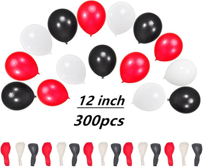 300 Pack Red Black White Balloons 100 of each of the 3 colors 12 inch Red White - Image 2