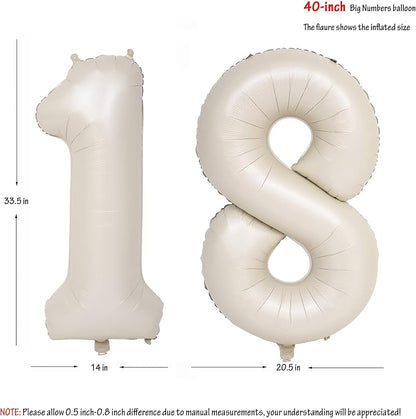 40 In Cream white Number Balloons Helium Foil Mylar Balloon Digital 18 | - Image 2