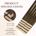 GOO GOO Tape in Hair Extensions Human Hair, 4/26/4 Balayage Chocolate Brown to Honey Blonde, 24inch 30g 10pcs, Skin Weft Seamless Invisible, Silky Straight with Thick Ends, Remy Human Hair