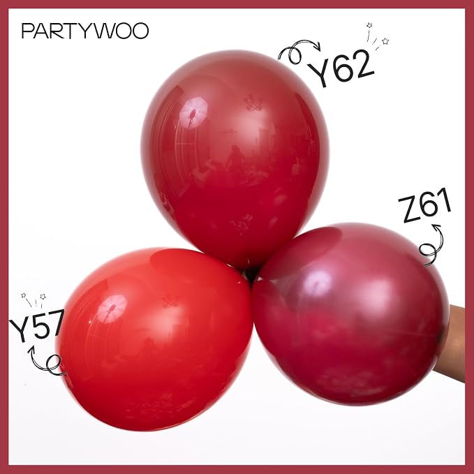 PartyWoo Pearl Burgundy Balloons 140pcs Dark Red Maroon Color | Different Sizes - Image 3