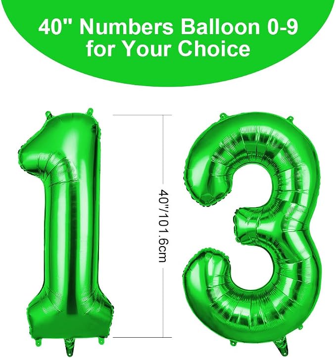 OFFCUP 40 Inch Green Number 13 Balloon - Image 2