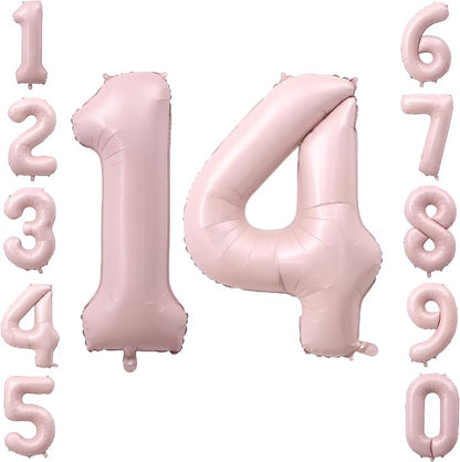 40" Light Pink Foil Number 14 Balloon by TNCDJKPA