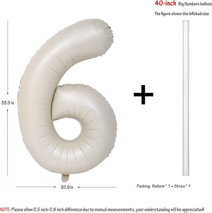 40 In Cream white Number 6 Balloons Helium Foil Mylar Balloon Digital 6 | - Image 2