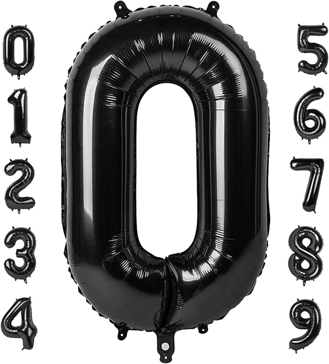 Number Balloons 40 Inch Black 0 Balloon by Mluchee