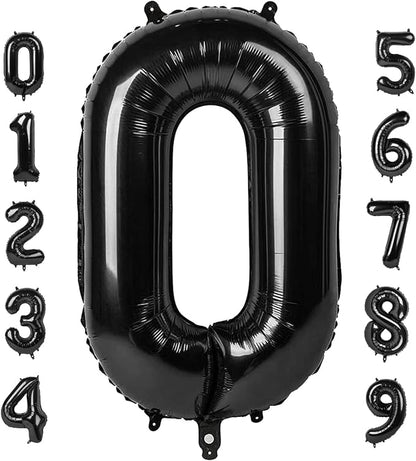 Number Balloons 40 Inch Black 0 Balloon by Mluchee