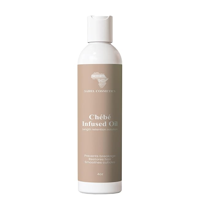 Sahel cosmetics Chebe Infused Oil, Natural Hair Strengthening Nourishment to minimize breakage and promote length retention (4 oz)