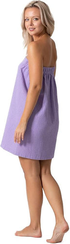 Turkish Linen Women’s Waffle Spa Body Wrap with Adjustable Closure