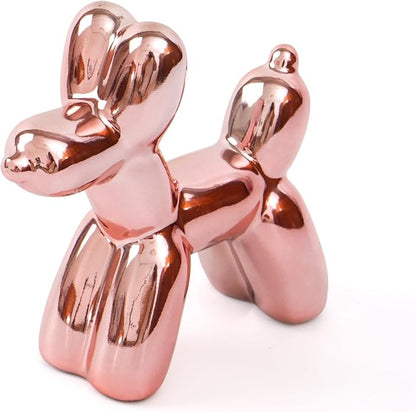 Notakia Cute Ceramics Pink Balloon Dog Statue Crafts Living Room Desktop by Notakia