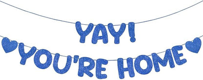 Fulmoon Pre Strung Yay You're Home Banner Glitter Welcome Home Party by Fulmoon