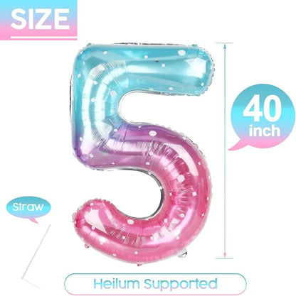 5 Balloon - Starry Sky Birthday Number Balloons, 40 Inch Party Decorations | - Image 5