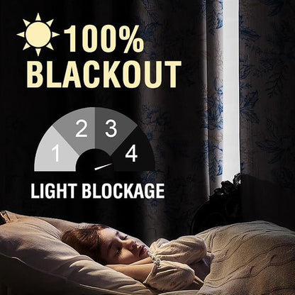 H.VERSAILTEX 100% Blackout Curtains 63 inch Length Vintage Floral Printed - Image 3