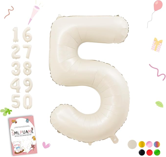 40 Inch Beige Number 5 Balloons by Smlpuame