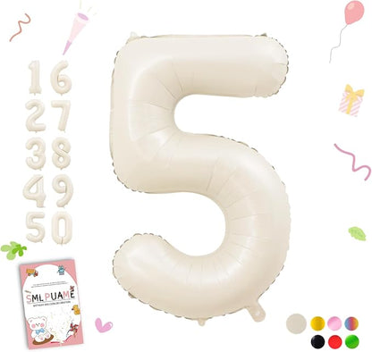 40 Inch Beige Number 5 Balloons by Smlpuame