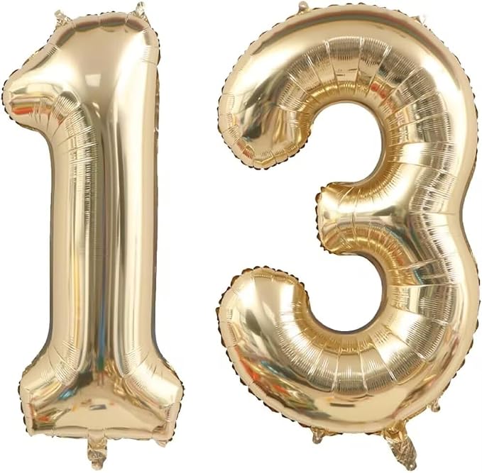 13 Balloon Numbers, 40 Inch Light Gold 31 13 Balloon, Foil Mylar Helium Large by Unknown