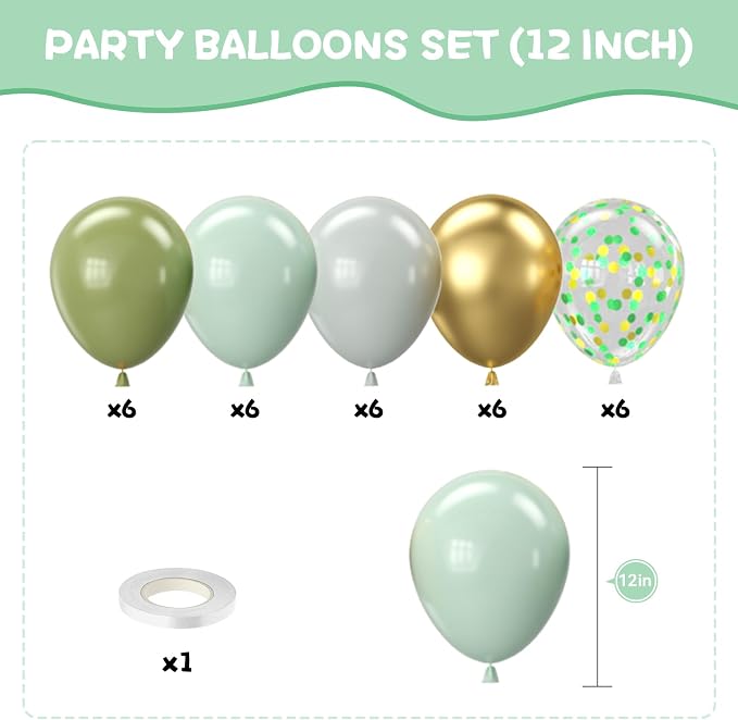 Sage Green and Gold Balloons - Image 2