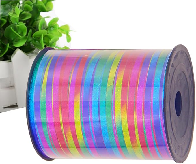 500 Yards Rainbow Glitter Curling Ribbon-Balloon String, Shiny Metallic Ribbon - Image 2