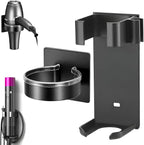 2pcs Blow Dryer Holder Wall Mounted and Curling Iron Holder, Self Adhesive Hair Dryer Holders Wall Mount, Stainless Steel Hair Dryers Wall Mount