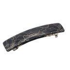 French Amie Oblong Black Net Large 3 1/2" Handmade Celluloid Made in France Automatic Strong Grip Hair Barrette for Women and Girls (Black Net)