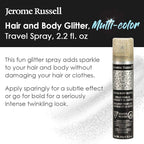 Jerome Russell Temporary Hair and Body Glitter Color Spray, Travel Spray, Lightweight, Adds Sparkly Shimmery Glow, Perfect to use On Hair, Skin, or Clothing, 2.2 oz - Multi-Color x 3 Pack