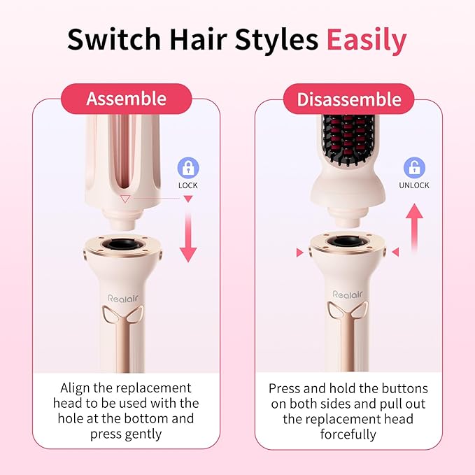 Automatic Curling Iron Beach Wave Curling Wand, Ceramic Coated, Straightening Brush, 1inch and 1.25 inch Portable 3-in-1Hair Curler, 2-Way Rotation Curler 4 Temperatures, 30 Min Auto Shut-Off