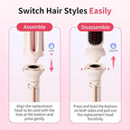 Automatic Curling Iron Beach Wave Curling Wand, Ceramic Coated, Straightening Brush, 1inch and 1.25 inch Portable 3-in-1Hair Curler, 2-Way Rotation Curler 4 Temperatures, 30 Min Auto Shut-Off
