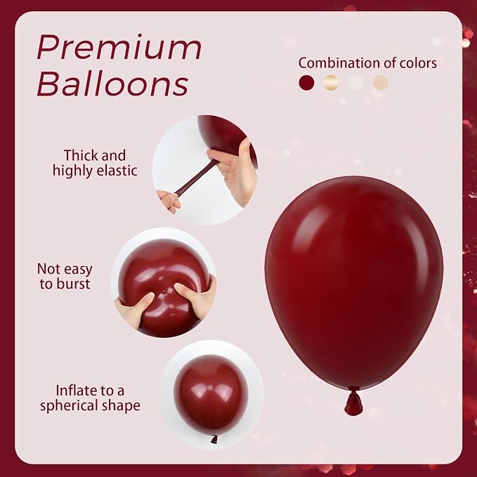 60pcs Maroon and Gold Balloons - Image 3