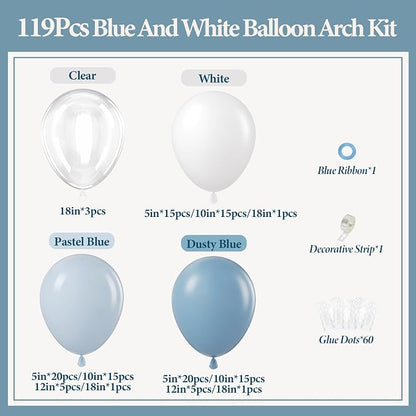 119pcs Dusty Blue Balloon Arch Garland Kit - Image 2