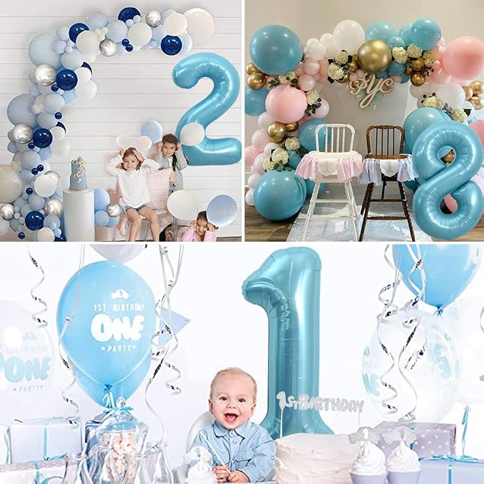 TONIFUL 40 Inch Light Blue Large Numbers 0-9, Number 5 Digital Helium Balloon - Image 6
