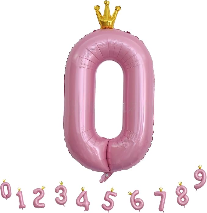 Light Pink Number 0 Balloons for Girls, 40 Inch Foil Large Pastel Pink - Image 9