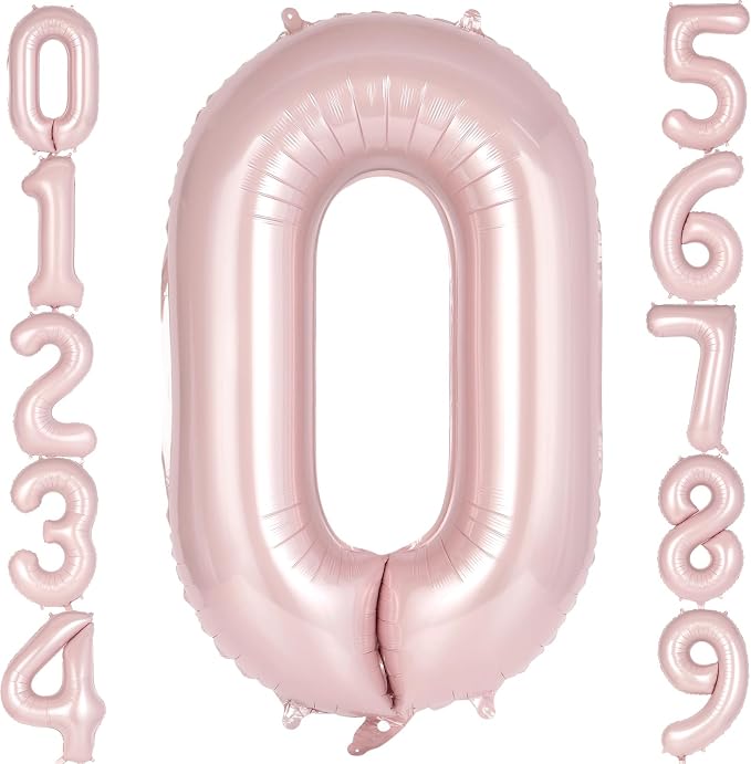 Light Pink Number 0 Balloon, 40 Inch Giant Mylar Number Balloons, Large Foil by AIQINHU