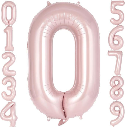Light Pink Number 0 Balloon, 40 Inch Giant Mylar Number Balloons, Large Foil by AIQINHU