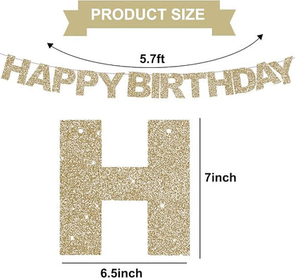 BEISHIDA Pre-Strung Champagne Happy Birthday Banner Party Sign Decoration | - Image 3